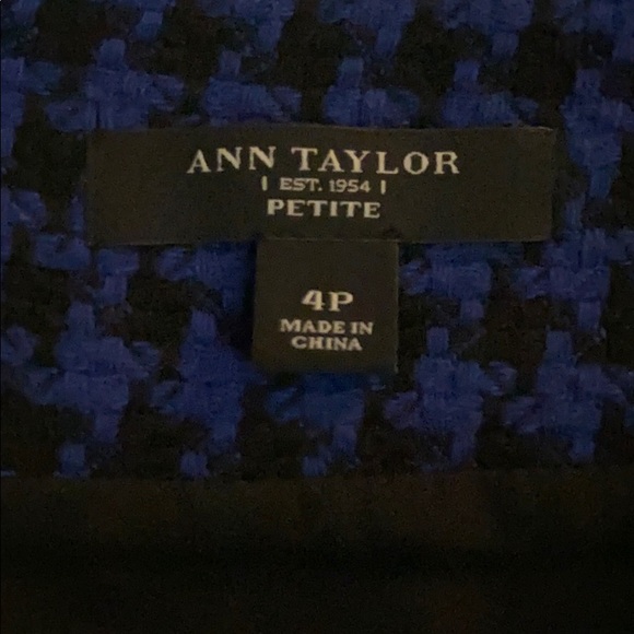 Ann Taylor petite houndstooth blue wool twill - Picture 10 of 13